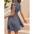 thumbnail image 5 of Women's V Neck A Line Striped Ruffle Flowy Mini Dresses Dress for Summer Beach Party Black XL, 5 of 9