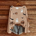 thumbnail image 2 of Kilaqueen Halloween Sweaters for Women Boho Vintage Spooky Season Ghost Graphic Print Sweatshirt Long Sleeve Crew Neck Knit Pullover Tops, 2 of 3