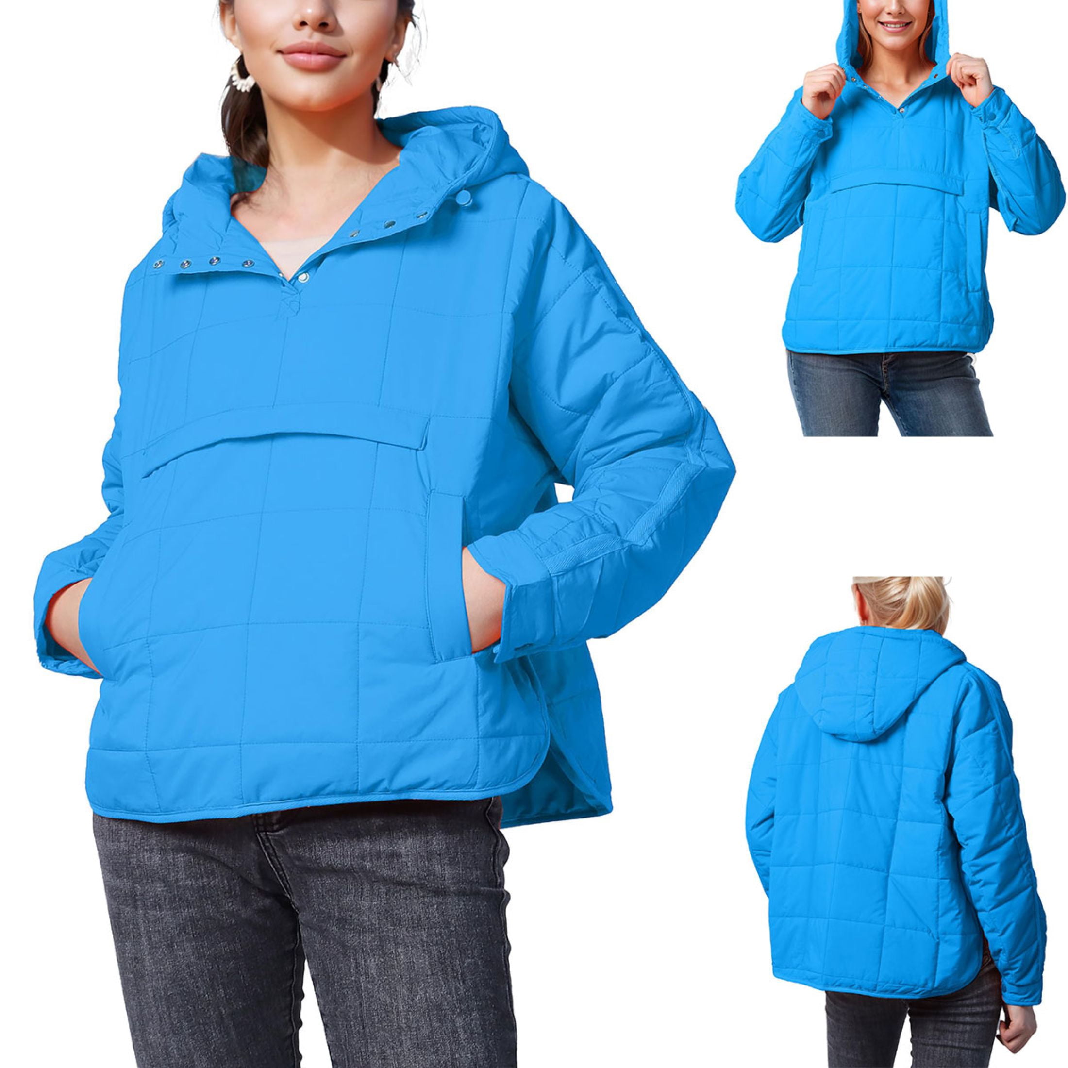 Lentta Womens Oversized Hooded Puffer Quilted Jacket for Women Lightweight Warm Padded Hoodies Coat