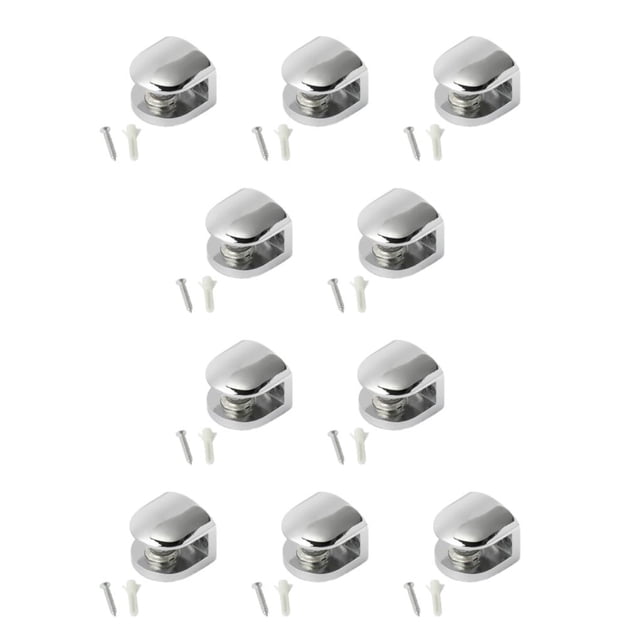 Billuyoard Estante de vidrio fundido a presión, galvanizado, moderno, resistente, antioxidante, vitrina, soporte de abrazadera, Hardware de 6-8mm 6-8 mm 10Conjunto