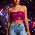 thumbnail image 2 of Einccm Womens Sequin Strapless Bandeau Tube Top Backless Sleeveless Crop Cami Slim Fit Party Clubwear Tube Shirt for Going Out Festival Holiday Trendy Summer Fashion, 2 of 8