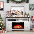 thumbnail image 4 of Furniwell Electric Fireplace TV Stand for TVs up to 65", Entertainment Center with 26” Fireplace Console Table with Sliding Barn Door and Adjustable Storage Shelves for Living Room (White), 4 of 9