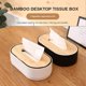 thumbnail image 3 of Caja de tejido con cubierta de madera de bambú para tejidos faciales, cajas de almacenamiento para el hogar, blanco Feliz Sencillez, 3 of 5