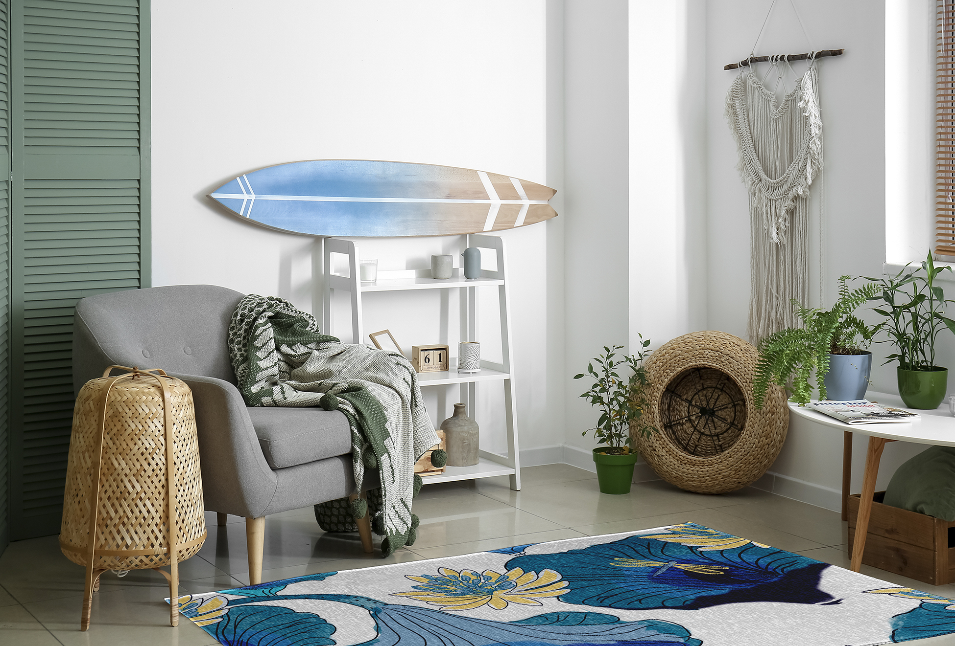 4' x 6' Simply Daisy Lotokoi Oriental Chenille Area Rug, Blue