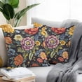thumbnail image 5 of Outdoor Waterproof Pillow Covers Pack of 2, Summer Flora Vintage Colorful Flowers Plant Decorative Throw Pillowcases Cushion Covers for Garden Patio Tent Sofa Couch, 16x16 inch, 5 of 8