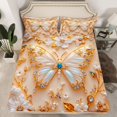 thumbnail image 2 of Manfei Stereoscopic Butterfly Female Bed Sheets, Flower Floral Art King Sheets, Gold White Sheet Set, Ultra Soft Bedroom Decor, 4-Piece, 2 of 7