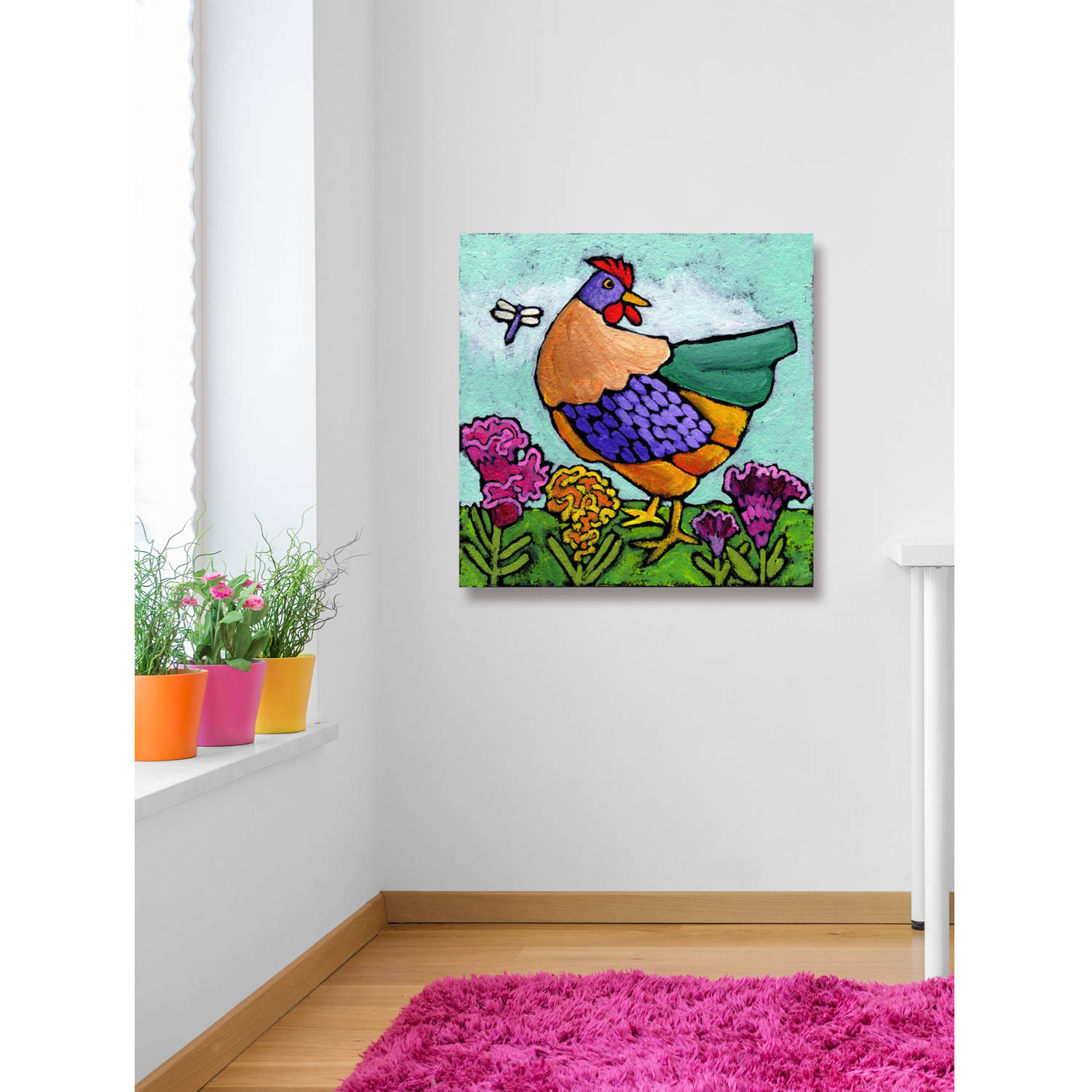 Marmont Hill "Hen with Cockscomb" by Janet Nelson Painting Print on Wrapped Canvas