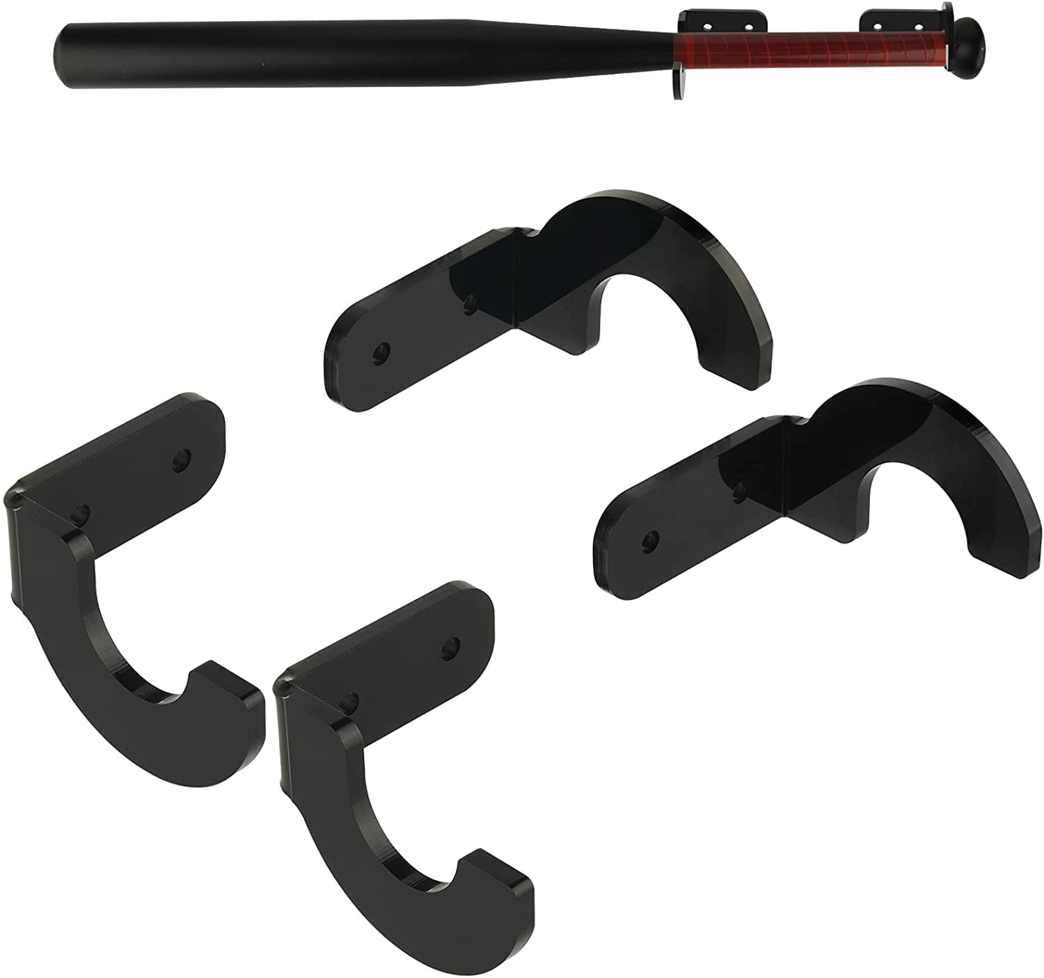 2 Sets Acrylic Baseball Bat Wall Mount Holder - Softball Handle Display Hanger Rack - Horizontal Baseball Bat Handle Wall Hanger