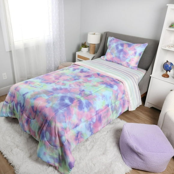 Parure de lit de 4 pièces pour lits jumeaux, Tie Dye