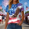 thumbnail image 4 of felwors Women's Casual Patriotic Graphic T-Shirt – USA Flag, Eagle, Statue of Liberty & Fireworks Print, Short Sleeve Crew Neck Tee for 4th of July Events (Watermelon Red, L), 4 of 8