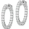 thumbnail image 3 of Sterling Silver Cz 40 Stones In And Out Round Hoop Earrings (19 X 19) Made Indonesia qe7570, 3 of 4