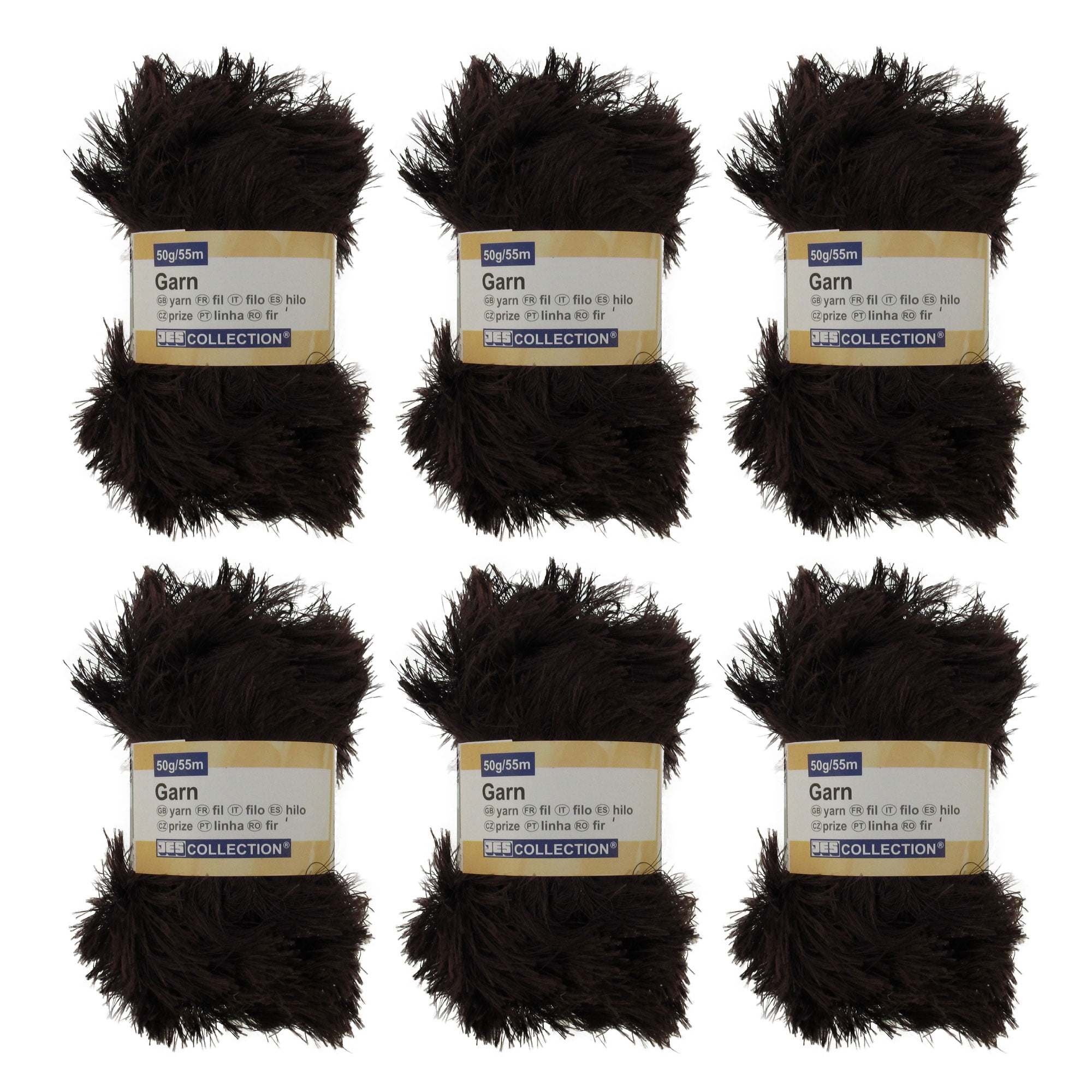 BambooMN Brand Eyelash Yarn 50g 6 Skeins Brown