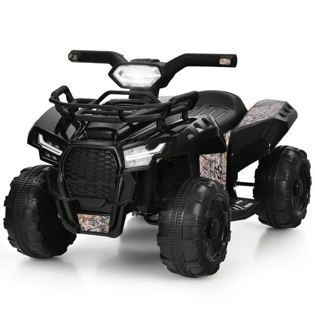 Costway 6V Kids ATV Quad Electric Ride On Car Toy Toddler w/LED Light&MP3 Black