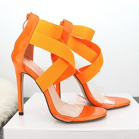 

Women s Shoes Snake Pattern Sandals Fashion Transparent High Heels Large Shoes