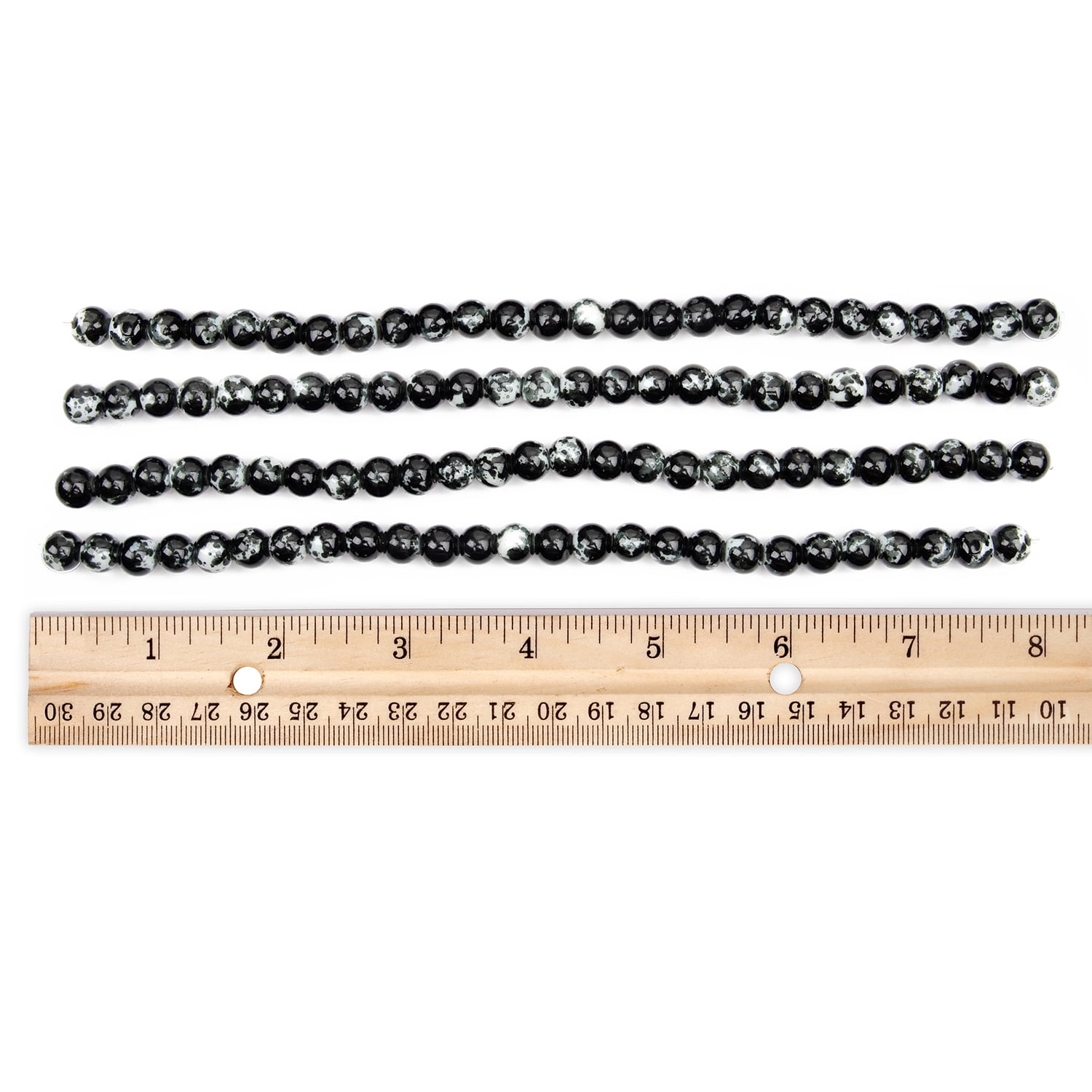 Cousin DIY Splatter Glass Bead Strand, Black/White, Unisex, 100 Pieces - 28.5in