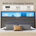 thumbnail image 2 of Bolvdo Twin Bed Frame with Two-Tier Storage Headboard, USB Port and LED Light, Four Storage Drawers, Grey, 2 of 7