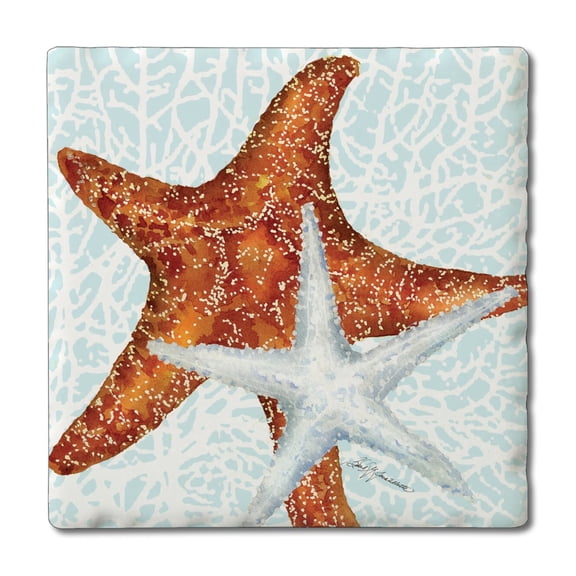 Thirstystone "Seas The Day Starfish" 4-Pack Tumbled Tile Coasters