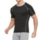 thumbnail image 2 of Blusas y camisas de manga corta y cuello redondo para hombre, blusas ajustadas de color liso con cuello redondo y mangas cortas elásticas para hombre., 2 of 4