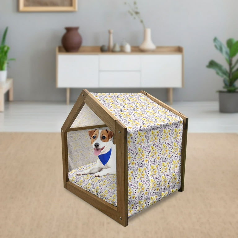 Floral Pet House Foliage of Bedding Plants in Watercolors Botanical Herbs ling Outdoor Indoor Portable Dog Kennel with Pillow and Cover 5 Sizes