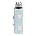 thumbnail image 2 of 32oz Transparent Sports Water Bottle with Straw for Kids Adults Outdoor School Gym Fitness Blue Bunnies and Flowers, 2 of 7