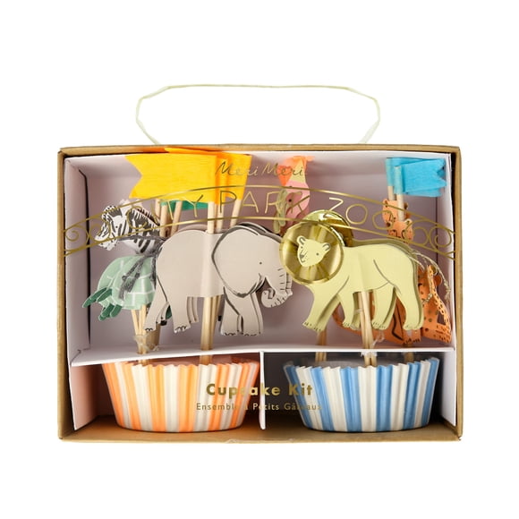 Kit Cupcakes Meri Meri Animales Safari 24 Adornos y Cápsulas