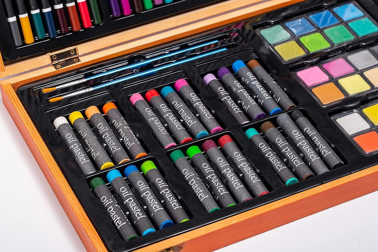 Art Supplies, 180Pcs Wooden Art Set Crafts Drawing Painting Kit with 12 Watercolor Paint Colors, 40 Crayons, 20 Colored Pencils, Creative Gift Box for Adults Artist Beginners Kids Girls Boys