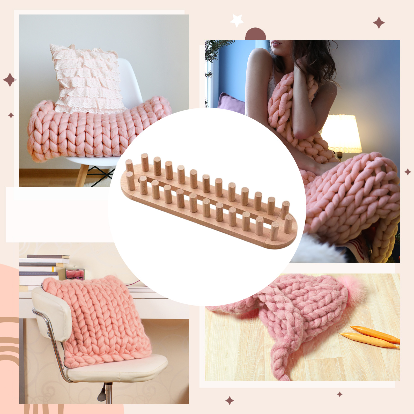 FVDPWYE Hand Knitting Wooden Loom Blanket Loom Expandable Connection for DIY Throw Blankets for Home Decoration Reusable Easy to Use