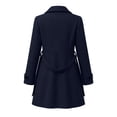 thumbnail image 3 of Womens Elegant Pea Coats Notch Double Breasted Midi Coat Long Sleeve Solid Color Fashion Winter Outerwear with Belt Navy XL, 3 of 6