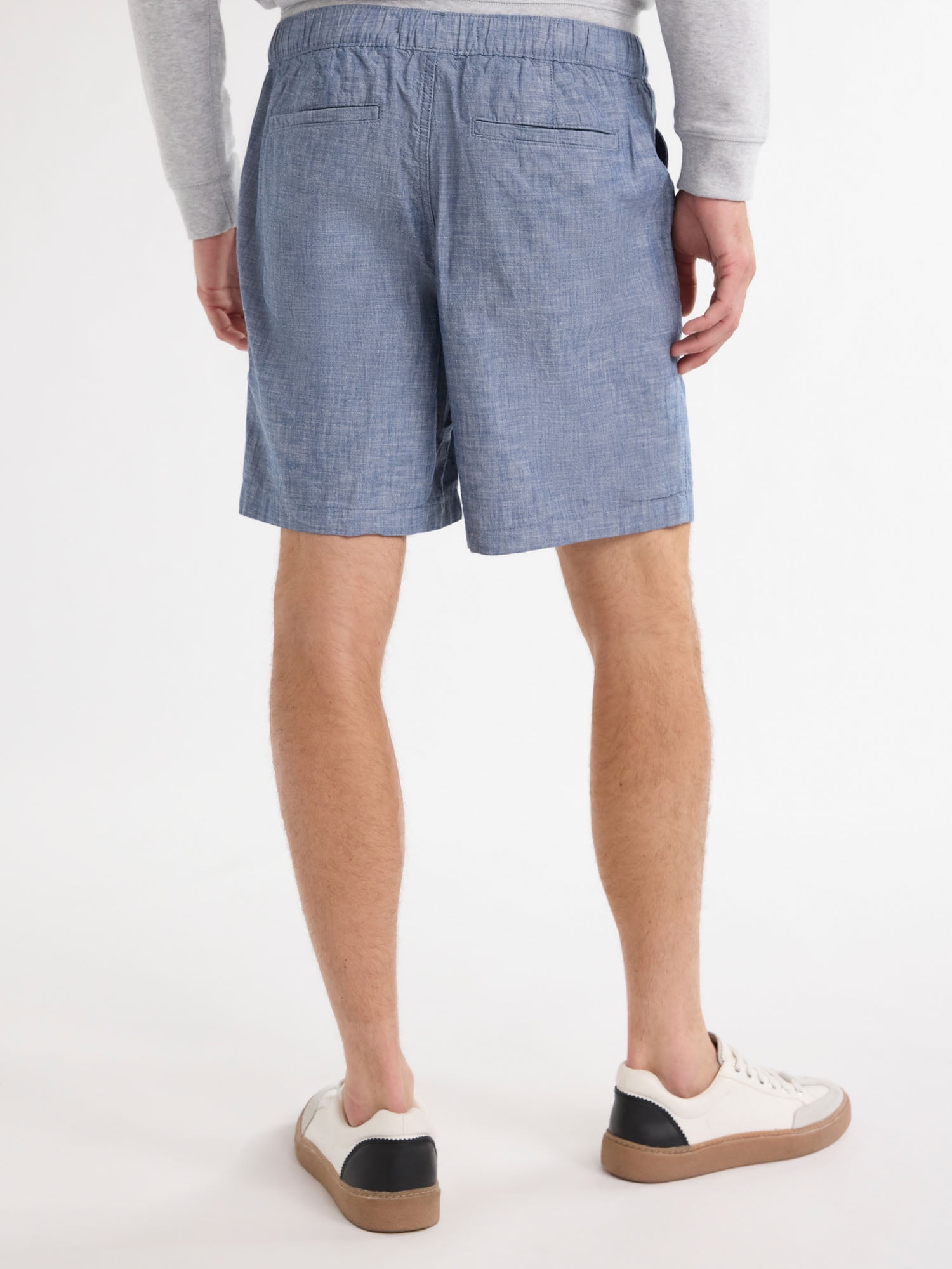 Free Assembly Men’s Cotton Chambray Pull On Shorts, 7” Inseam, Sizes S-3XL