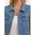thumbnail image 5 of DARING DIVA Women's Cap Sleeve Shrug Collared Open Front Jean Jacket S Blue, 5 of 7