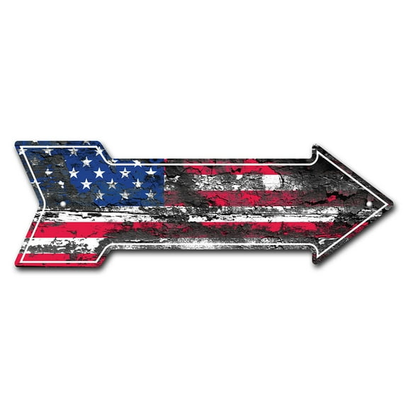 SignMission P-ARROW8-999986 8 x 24 in. Wide American Flag 2 Arrow Sign