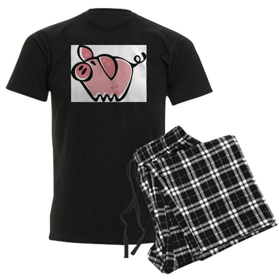 CafePress - Cute Cartoon Pig Men's Light Pajamas - Men's Dark Loose Fit Cotton Pajama Set