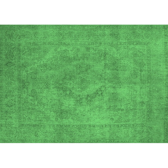 Ahgly Company Indoor Rectangle Oriental Emerald Green Industrial Area Rugs, 5' x 7'