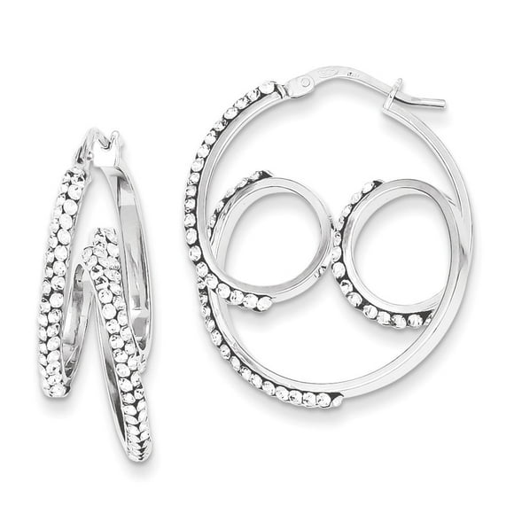 925 Sterling Silver Hinged post Post Earrings Stellux Crystal Twisted Hoop Earrings Measures 30x25mm Wide 10mm Thick Jew