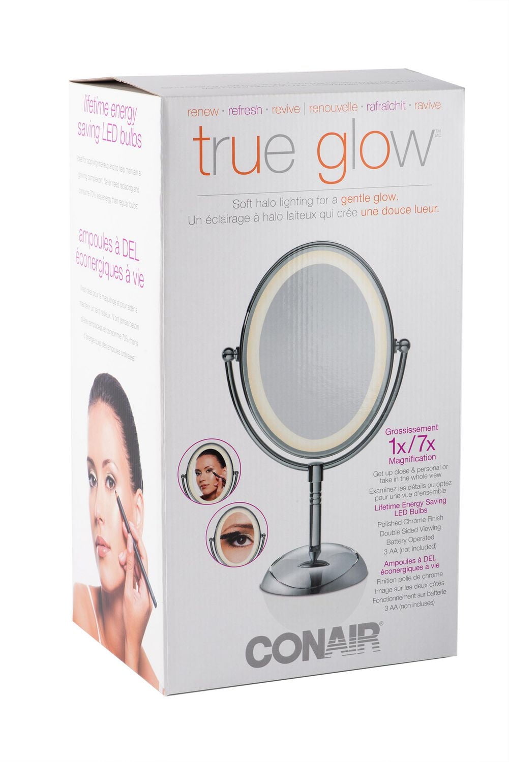 True Glow 1x/7x LED Lighted Makeup, Lighted Mirror