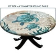 thumbnail image 4 of Ocean Turtle Fitted Tablecloth Round, Blue Green Ocean Animal Theme Elastic Edged Table Covers for Indoor Restaurant Canteen or Outdoor Patio Party Dining Table Decor, Fits Tables 44" - 48" Diameter, 4 of 5