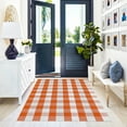 thumbnail image 3 of iOhouze Buffalo Plaid Rug 4x6 Orange and White Checked Rug Washable Outdoor Rugs Cotton Hand-Woven Halloween Door Mat Outdoor Indoor Fall Area Rugs for Front Door Patio Kitchen Bedroom, 3 of 8