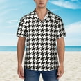thumbnail image 2 of Balery Houndstooth Black And White Camisas hawaianas de manga corta para hombre, camisas playeras de corte holgado, camisas de vacaciones con botones,3X-Large, 2 of 7
