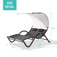 thumbnail image 4 of VREDHOM  Outdoor Double Chaise Lounge with Wheels & Headrest - 54.93 W x 72.84 L x 64.57 H  inch Black, 4 of 5