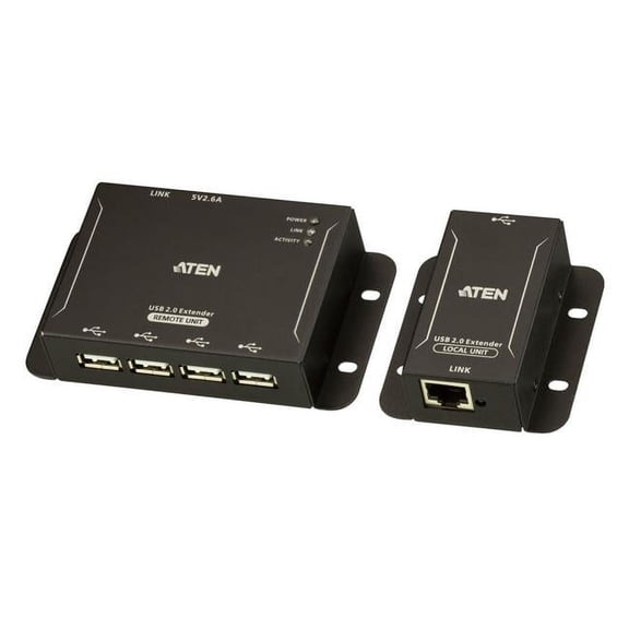 ATEN 4-Port USB 2.0 CAT 5 Extender (up to 50m) - 2 x Network (RJ-45) - 5 x USB - 164.04 ft Extended Range - Metal