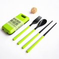 thumbnail image 1 of LLC Ensemble de Couverts de Voyage Réutilisables avec Étui - Ensemble de Couverts 3 Pcs (Fourchette, Cuillère, Baguettes) - Vert, 1 of 4