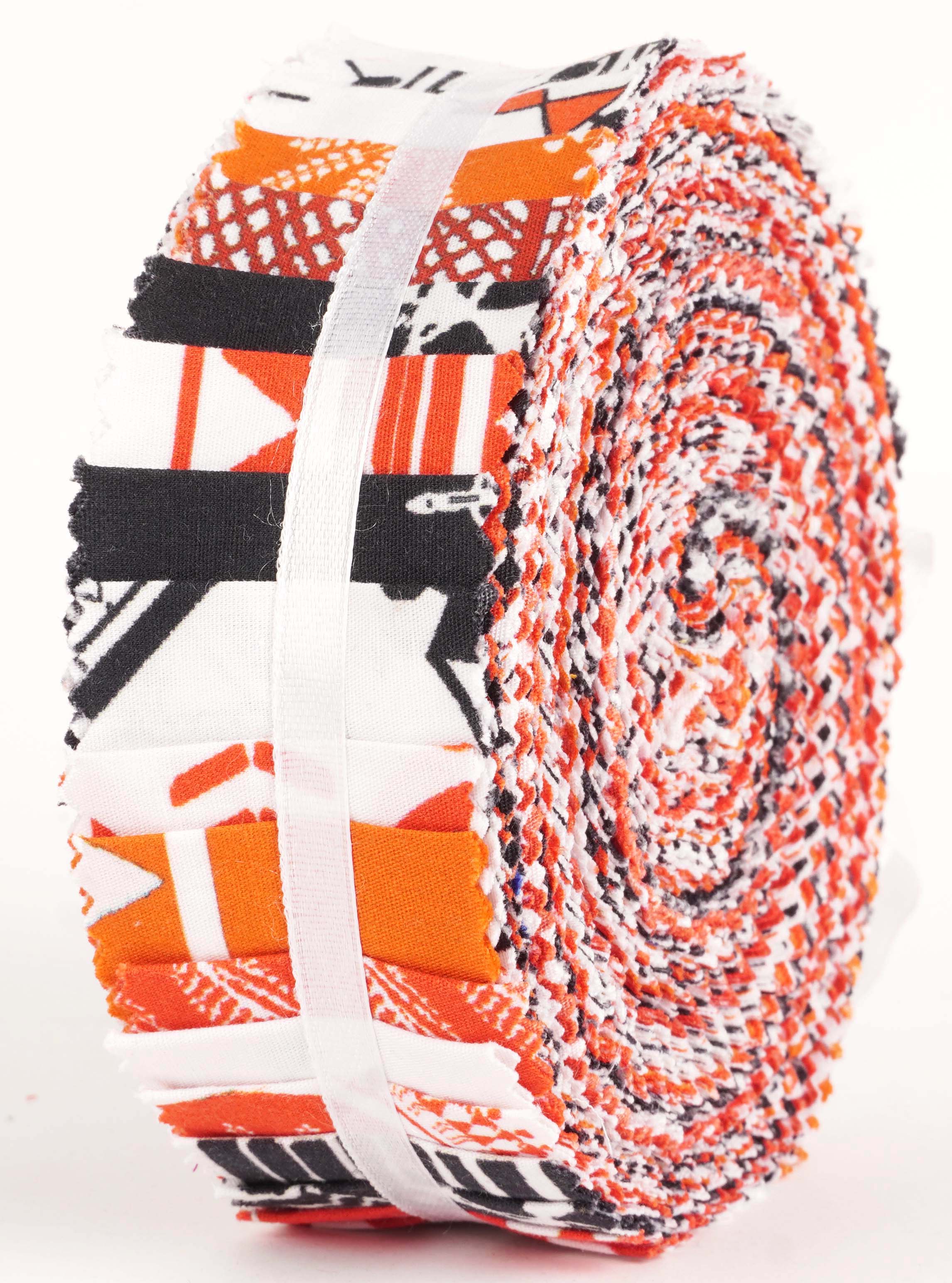 Soimoi 40Pcs Warli Print Precut Fabrics Strips Roll Up 1.5 inches Cotton Jelly Rolls For Quilting - Orange