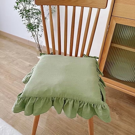 Ruffled Pleated Chair Cushion with Ties for Kitchen & Rocking Chairs