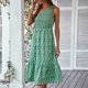 thumbnail image 1 of Vestido con estampado floral, vestido fruncido suave para bodas para el trabajo diario Verde S LHCER 1, 1 of 5