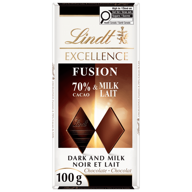 Lindt EXCELLENCE Fusion 70% Dark & Milk Chocolate Bar, 100g
