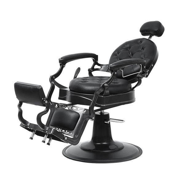 SamyoHome Vintage Barber Chair, All Purpose Hydraulic Recline Salon Beauty Spa Equipment, Black