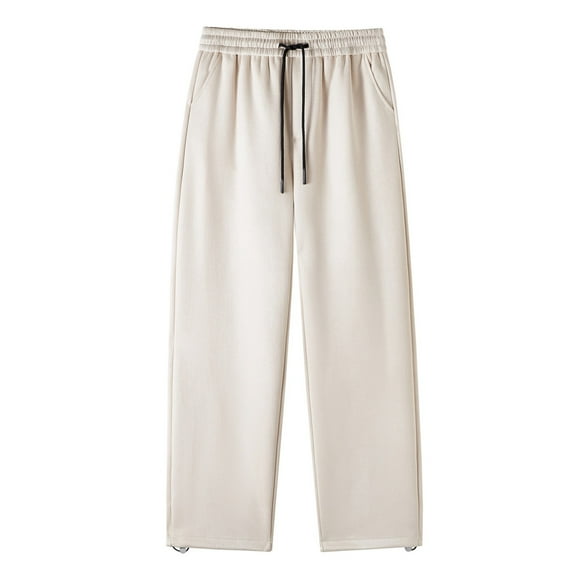 OJinShaWanO Mens Black Sweatpants Men's Casual Pants Solid Color Suede Straight Pants and Pants