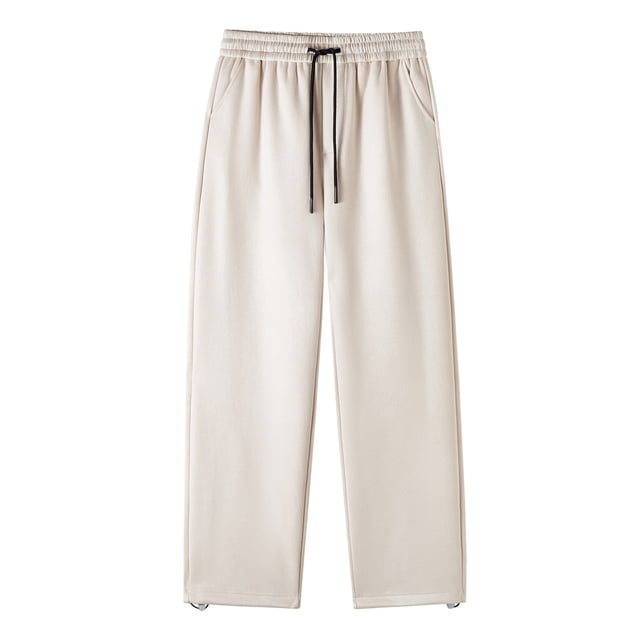WEAIXIMIUNG Running Pants Men Men's Casual Pants Solid Color Suede Straight Pants and Pants