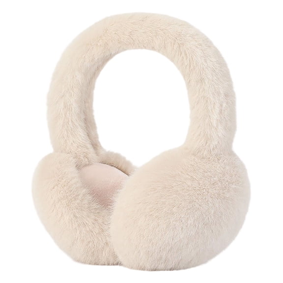Puwuzcl Fuzzy Plush Winter Earmuffs White - Warm Over-Ear Ear Warmers for Cold Weather, Commute & Outdoor Activities