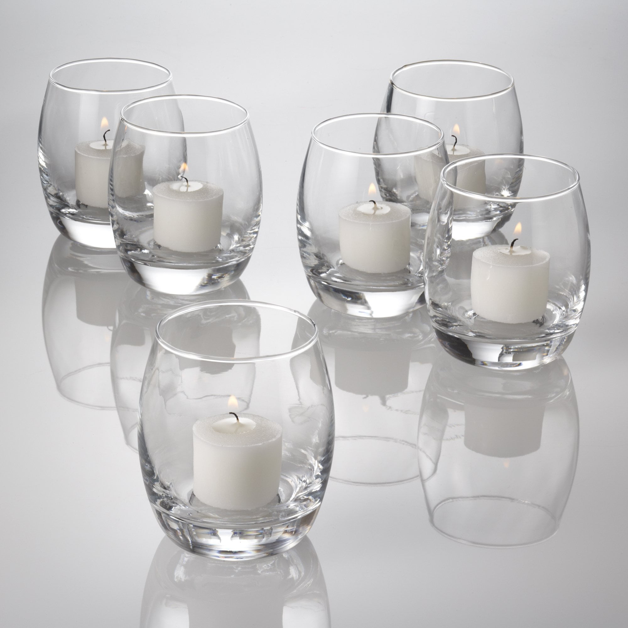 Clear Glass Set of 12 Grande Hurricane Votive Candle Holders 